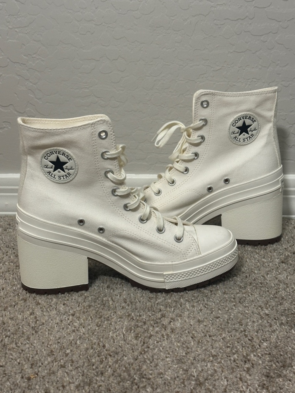 Converse Chuck Taylor All Star Lift Platform Lugged High Top Sneaker Cream - Picture 3 of 13